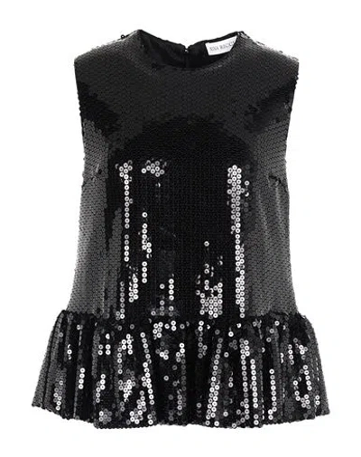 Nina Ricci Woman Top Black Size 8 Polyester, Polyamide, Elastane, Metallic Polyester, Silk