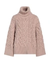 Nina Ricci Woman Turtleneck Beige Size M Wool In Pink