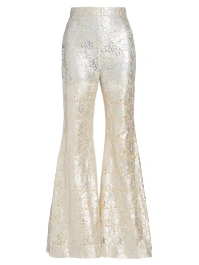 Nina Ricci Guipure-lace Long-length Flared Trousers In Gold