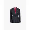 Nina Ricci Striped Wool-blend Peplum Blazer In Navy/blanc