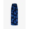Nina Ricci Floral Print Maxi Skirt In Bleu/noir