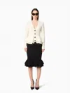 Nina Ricci Wool Cardigan With Contrast Ruffles In Neutral