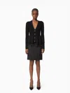 Nina Ricci Wool Cardigan With Ruffled Peplum Xl In Black