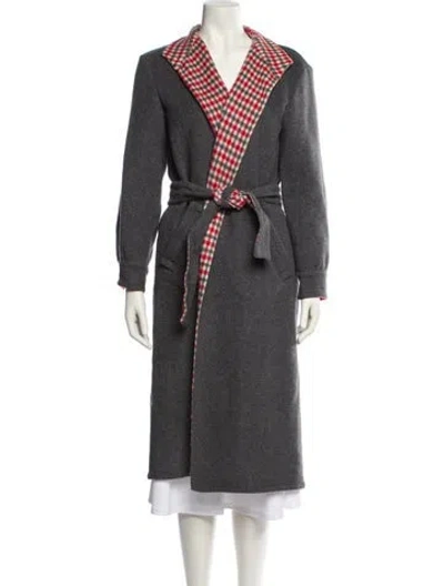 Pre-owned Nina Ricci Wool Colorblock Pattern Coat In Gray