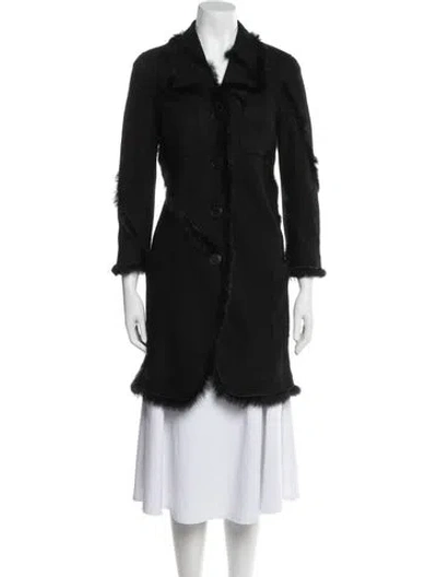 Pre-owned Nina Ricci Wool Faux Fur Coat In Black
