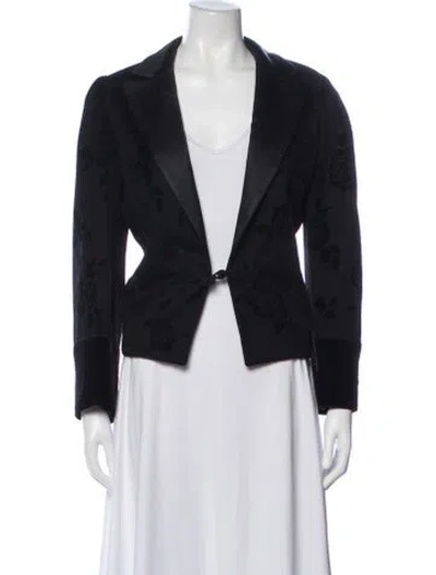 Pre-owned Nina Ricci Wool Floral Print Blazer In Blue