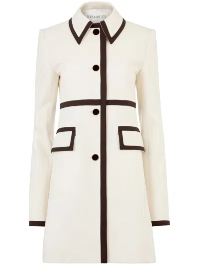 Nina Ricci Wool Gabardine Coat In Cream