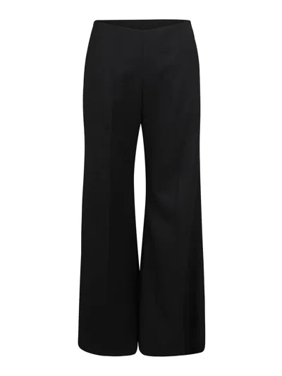 Nina Ricci Wool Gabardine Flared Trousers In Black