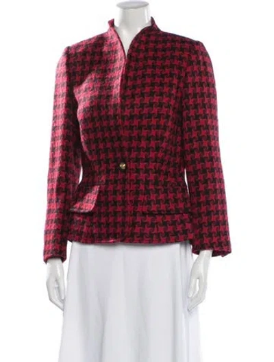 Pre-owned Nina Ricci Wool Houndstooth Print Blazer In Red