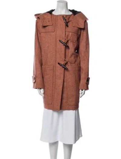 Pre-owned Nina Ricci Wool Houndstooth Print Jacket In Brown