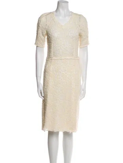 Pre-owned Nina Ricci Wool Knee-length Dress In White