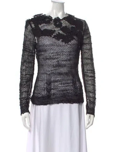 Pre-owned Nina Ricci Wool Lace Pattern Top In Black