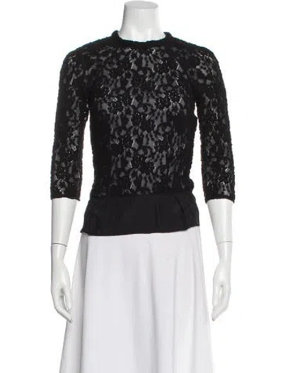 Pre-owned Nina Ricci Wool Lace Pattern Top In Gray