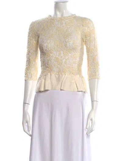 Pre-owned Nina Ricci Wool Lace Pattern Top In Neutrals