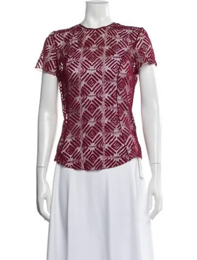 Pre-owned Nina Ricci Wool Lace Pattern Top In Red