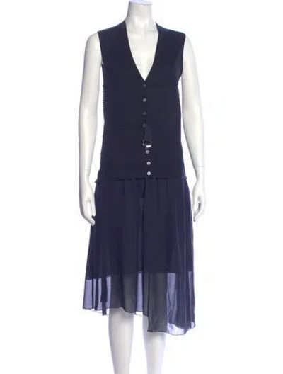 Pre-owned Nina Ricci Wool Midi Length Dress In Blue
