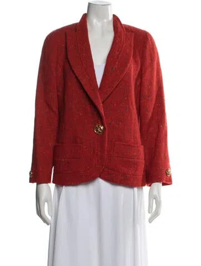 Pre-owned Nina Ricci Wool Tweed Pattern Blazer In Red
