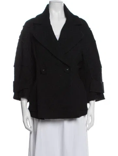 Pre-owned Nina Ricci Wool Tweed Pattern Jacket In Black