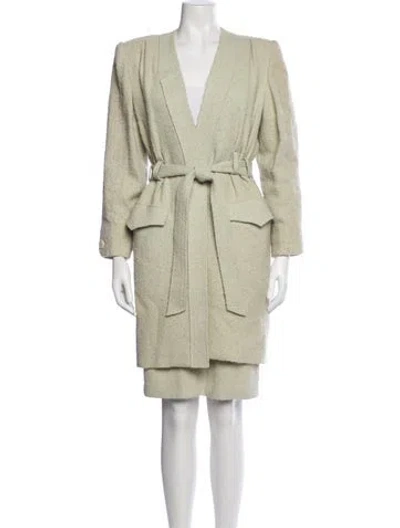 Pre-owned Nina Ricci Wool Tweed Pattern Skirt Set In Green