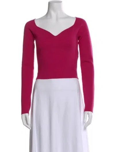 Pre-owned Nina Ricci Wool V-neck Crop Top W/ Tags In Pink