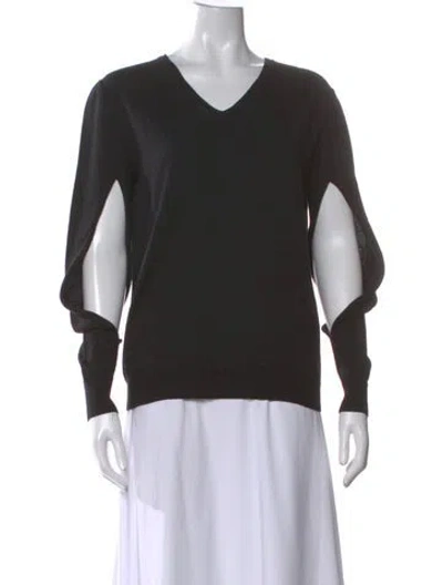 Pre-owned Nina Ricci Wool V-neck Sweater In Black