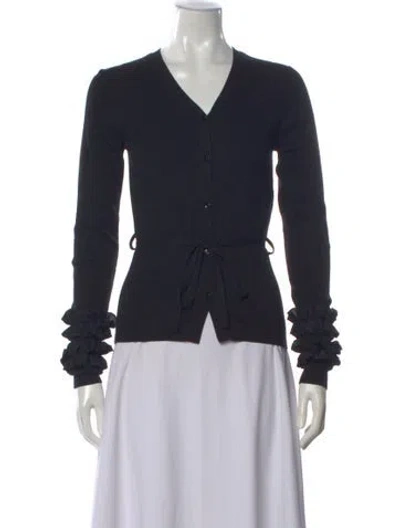 Pre-owned Nina Ricci Wool V-neck Sweater In Black
