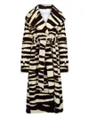 Nina Ricci Zebra-print Belted Coat In Black