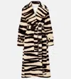 Nina Ricci Zebra-print Cotton Velvet Wrap Coat In Black