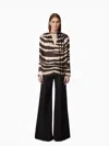 Nina Ricci Zebra-print Long-sleeved Satin Blouse