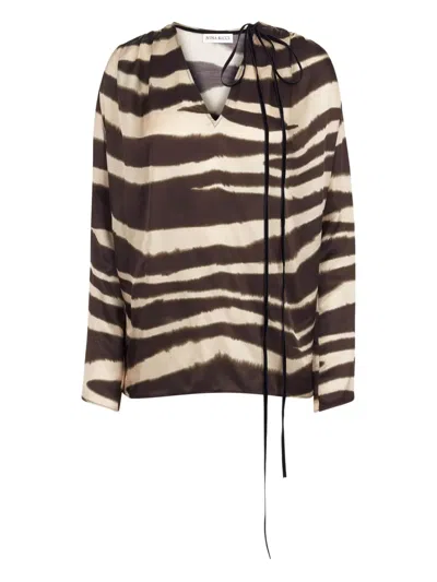 Nina Ricci Zebra-print V-neck Top