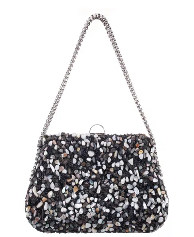 Nina Rock Candy Minaudiere Crystal Lift Lock Clutch In Black