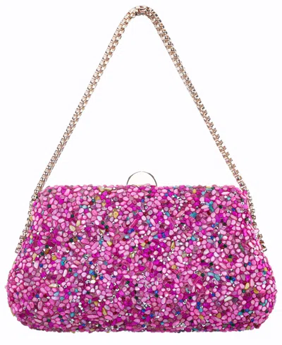 Nina Rock Candy Minaudiere Crystal Lift Lock Clutch In Pink