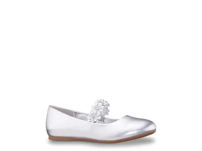 Nina Rozy Mary Jane Flat Kids' In Silver Metallic