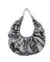 Nina Ruched Metallic Hobo In Black