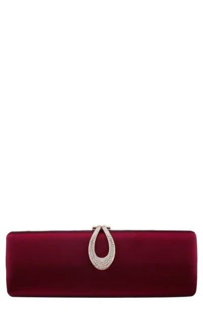 Nina Rumi Crystal Ring Frame Clutch In Burgundy