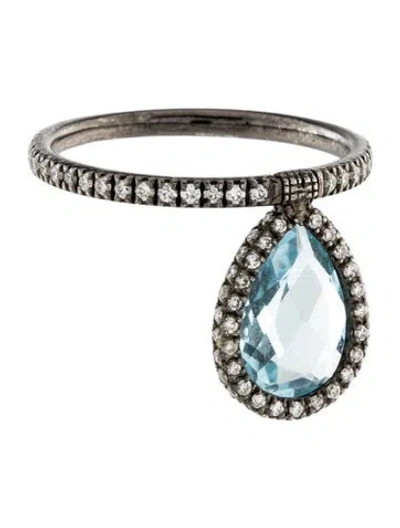 Pre-owned Nina Runsdorf 18k 1.60ct Topaz & Diamond Flip Cocktail Ring In Multi