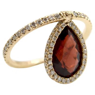 Pre-owned Nina Runsdorf 18k Gold Diamond And Garnet Flip Ring In Multi