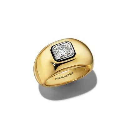 Nina Runsdorf Radiant-cut Diamond Band In 18k Yellow And White Gold,diamond