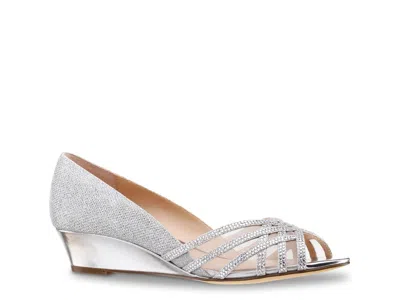 Nina Russell Wedge Pump In Silver