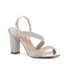 Nina Sabetha Sandals Womens Ussilver Rhinestone Embellished Block Heel Gal707 In Silver
