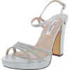 Nina Saralyn Womens Rhinestone Open Toe Dress Sandals In Multi