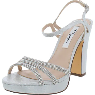 Nina Saralyn Womens Rhinestone Open Toe Dress Sandals In Multi
