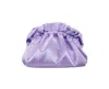 Nina Satin Gathered Crossbody Pouch Bag In Purple