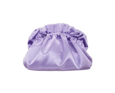 Nina Satin Gathered Crossbody Pouch Bag In Purple