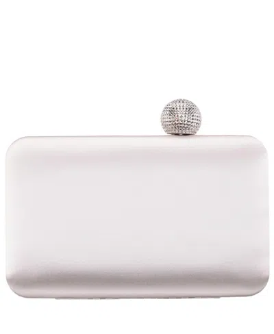 Nina Satin Minaudiere Crystal Clasp Clutch In Ivory