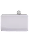 Nina Satin Minaudiere With Crystal Clasp In New Silver