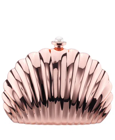 Nina Seashell Metal Minaudiere Clutch In Rose Gold