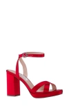 Nina Sheilia Ankle Strap Sandal In Red Rouge Crystal Satin