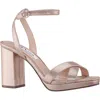 Nina Sheilia Ankle Strap Sandal In Taupe Reflective Suedette