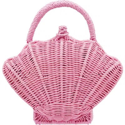 Nina Shelly Rattan Top Handle Bag In Pink